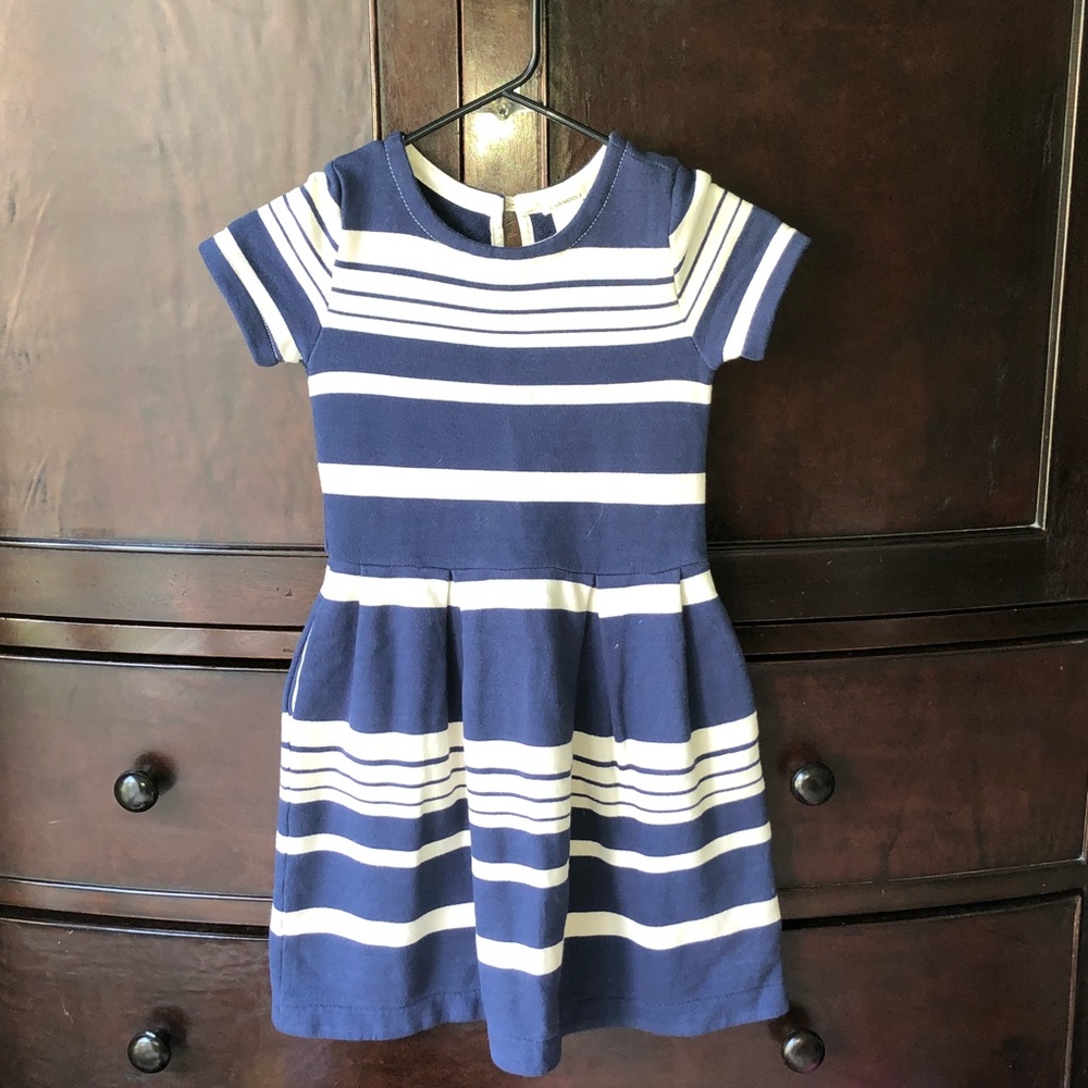 Blue and white striped girls dress